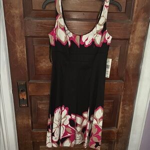 Elegant Black and Pink Floral Dress